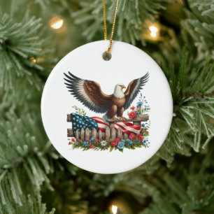 Land of the Free, 250 Years of Freedom Ceramic Ornament