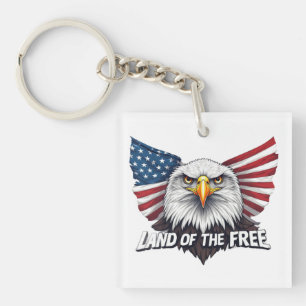Land of the Free, American Flag Patriotic Keychain