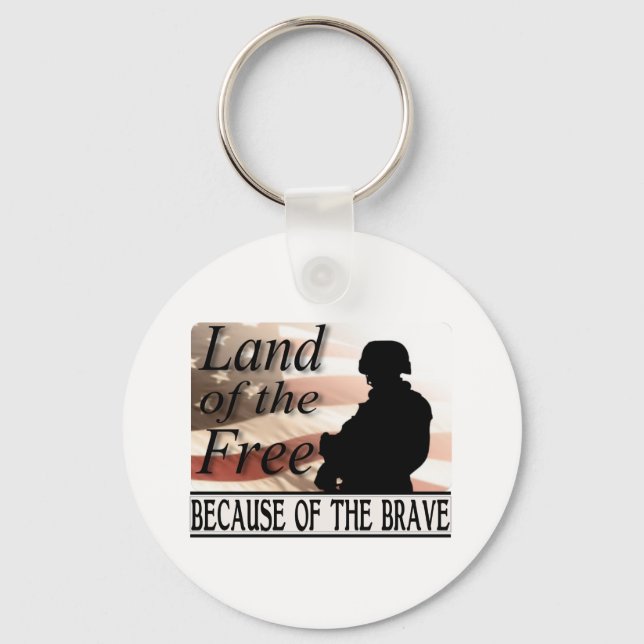 Land of the Free Because of the Brave Keychain (Front)