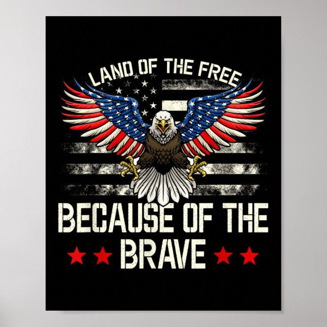 Land Of The Free,because Of The Brave Memorial Poster (Front)