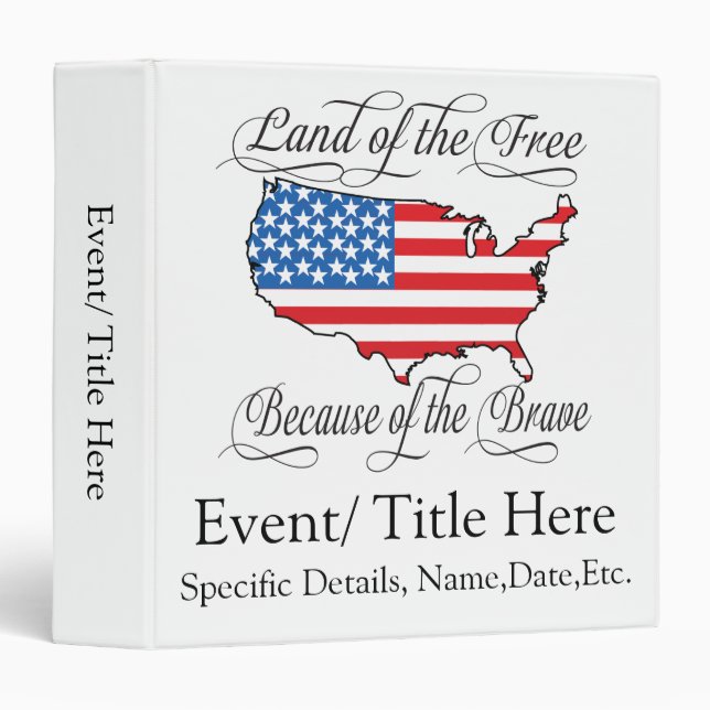 Land of the Free because of the Brave Patriotic US Binder (Front/Spine)