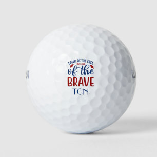 Land of the Free Because of the Brave Red Blue  Golf Balls