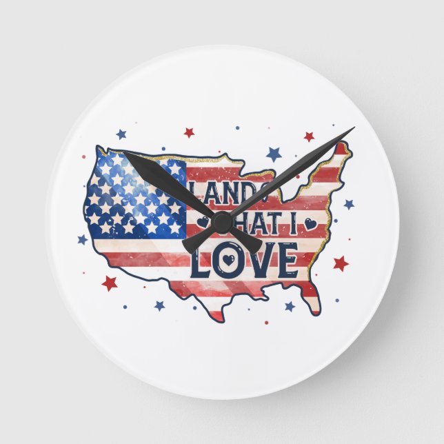 Land of the Free Because of the brave Round Clock (Front)