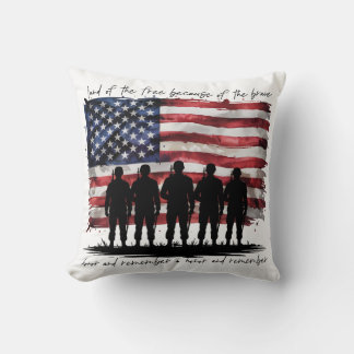 Land of the Free Because of the Brave Throw Pillow