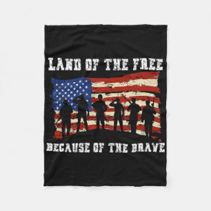 Land Of The Free Because Of The Brave Usa American Fleece Blanket