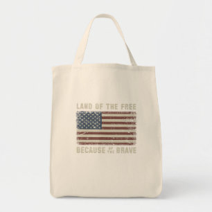 Land Of The Free Because Of The Brave Vintage Flag Tote Bag