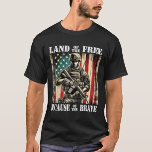 Land Of The Free Brave Military Veterans Day Memor T-Shirt