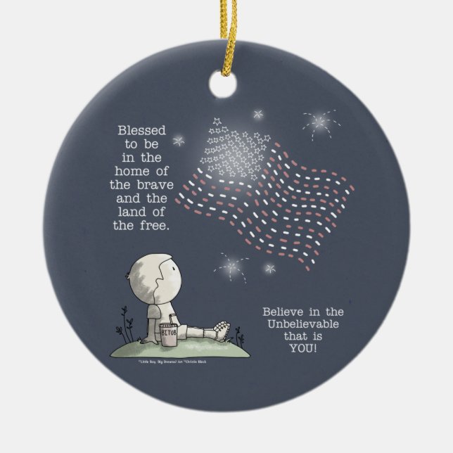 Land of the Free Ceramic Ornament (Front)