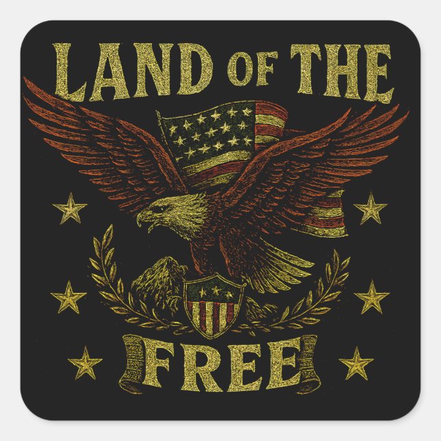 Land of the Free – Classic American Liberty Square Sticker (Front)