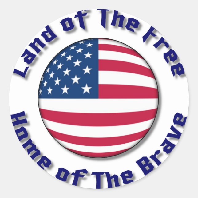 Land of The Free Classic Round Sticker (Front)