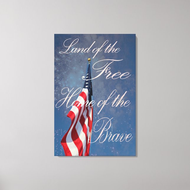 Land of the free home of the brave canvas print (Front)