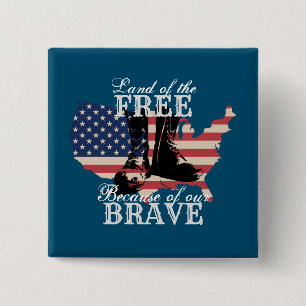 Land of the Free Modern USA Freedom 2 Inch Square Button