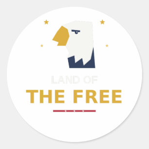 Land Of The Free – Patriotic Eagle Classic Round Sticker
