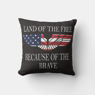 Land of the Free Red White Blue USA Flag Throw Pillow