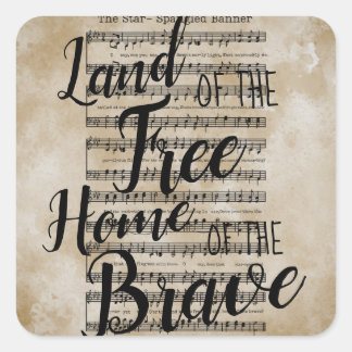 Land of the Free Star-Spangled Banner Square Sticker