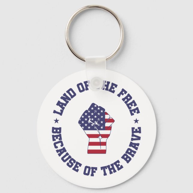 Land of the free USA Flag Patriotic  Keychain (Front)