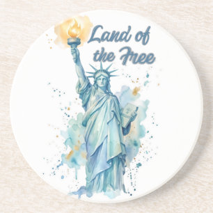 "Land of the Free - Watercolor Statue of Liberty P Coaster
