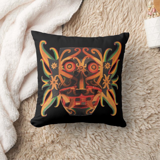 Land of the Headhunters Throw Pillow (Blanket)