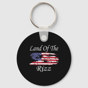 Land Of The Rizz Funny Patriotic Trump 4th Of July Keychain