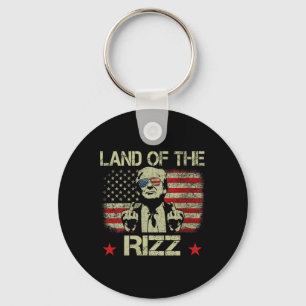 Land Of The Rizz Funny Patriotic Trump 4th Of July Keychain