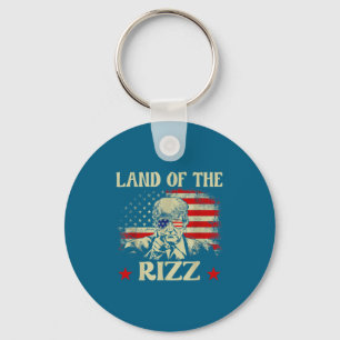 Land Of The Rizz Funny Patriotic Trump 4th Of July Keychain