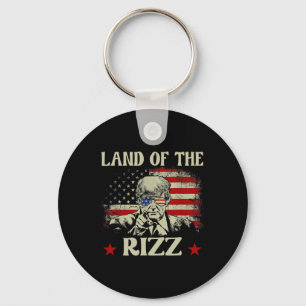 Land Of The Rizz Funny Patriotic Trump 4th Of July Keychain