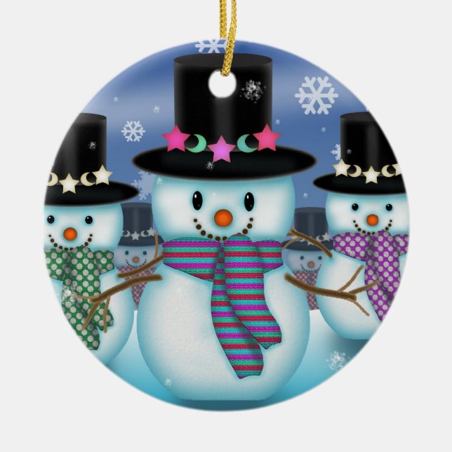 Land of the Snowmen Cute Christmas Ornament (Front)