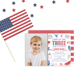 Land Of The Three 3rd Birthday Party Picture Invitation