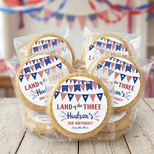 Land Of The Three! 4th Of July 3rd Birthday Party Classic Round Sticker