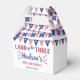 Land Of The Three! 4th Of July 3rd Birthday Party Favor Box