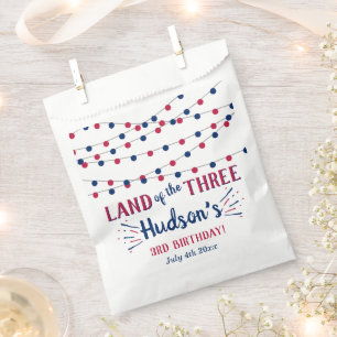 Land Of The Three! 4th Of July 3rd Birthday Party Favour Bag