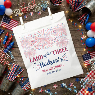 Land Of The Three! 4th Of July 3rd Birthday Party Favour Bag