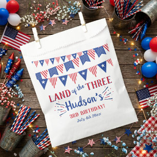 Land Of The Three! 4th Of July 3rd Birthday Party Favour Bag