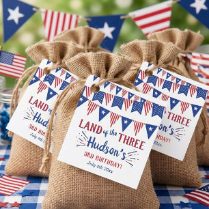 Land Of The Three! 4th Of July 3rd Birthday Party Favour Tags