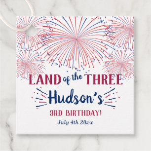 Land Of The Three! 4th Of July 3rd Birthday Party Favour Tags