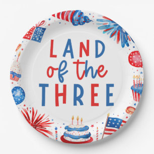 Land Of The Three 4th of July 3rd Birthday Party Paper Plate