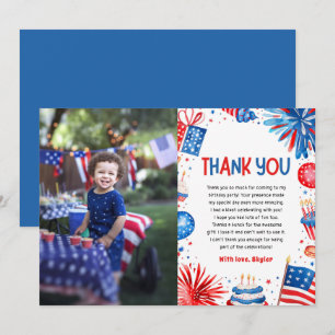 Land of the Three 4th Of July Birthday Thank you Invitation