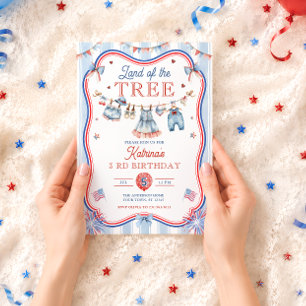 Land of the Three Girl 3rd Birthday Party Invitation