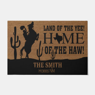 Land Of The Yee, Home Of The Haw Personalized  Doormat
