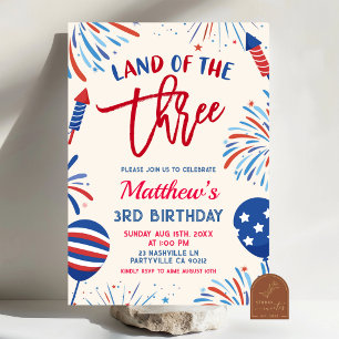 Land of Three Patriotic Birthday Invitation