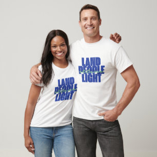 Land People Light Saint Lucia Blue Green Text T-Shirt