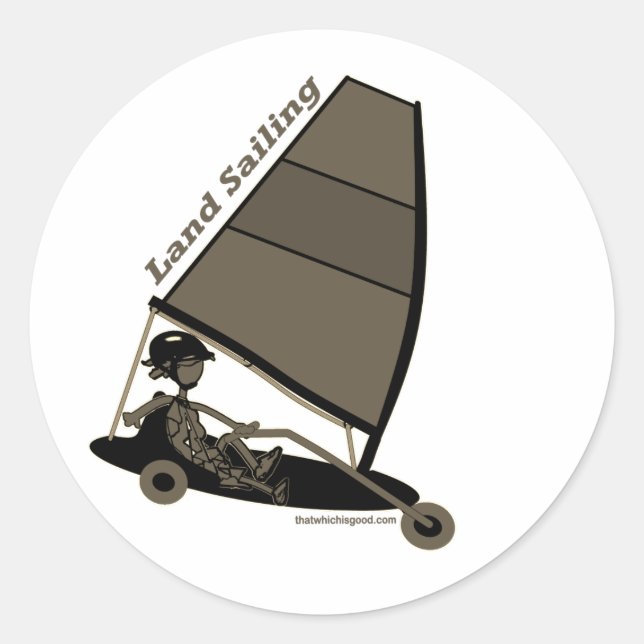 Land Sailing en Blk n Wht Sticker Classic Round (Devant)
