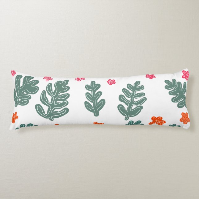 land & sea : doodle pattern flowers & plants  body pillow (Front)