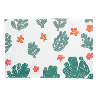 land & sea : doodle pattern flowers & plants  pillowcase