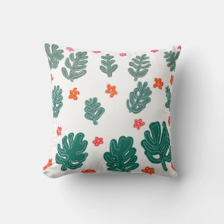 land & sea : doodle pattern flowers & plants  throw pillow