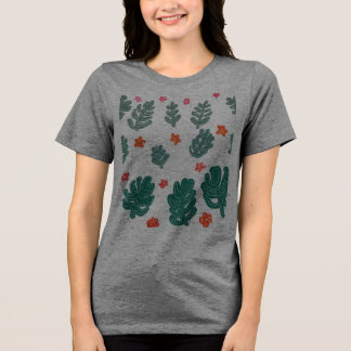 land & sea : doodle pattern flowers & plants Tri-Blend shirt