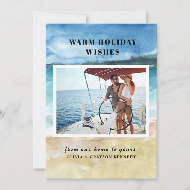 Land & Sea Photo Beach Christmas Card  (Front)