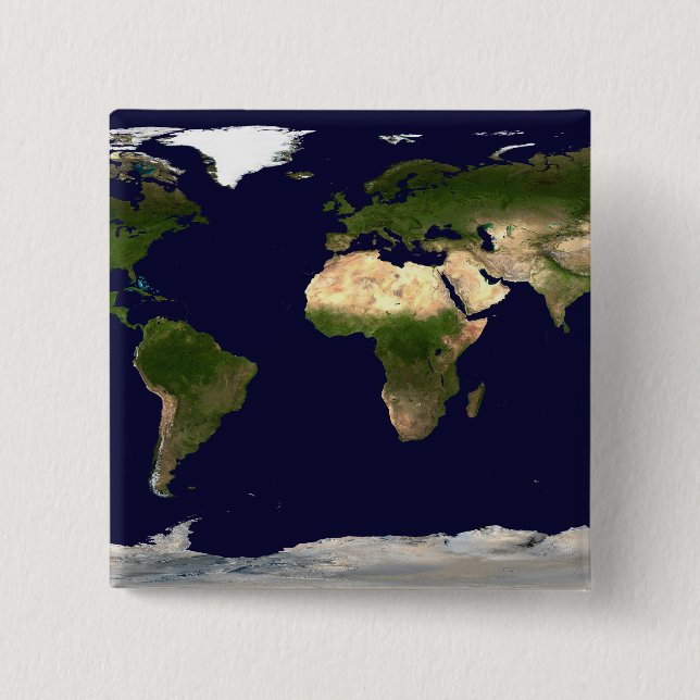 Land Surface, Shallow Water, and Shaded Topogra 2 Inch Square Button (Front)