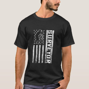Land Surveyor America USA Flag Land Surveying Anal T-Shirt