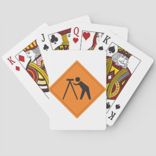 Land Surveyor at Work Sign Playing Cards